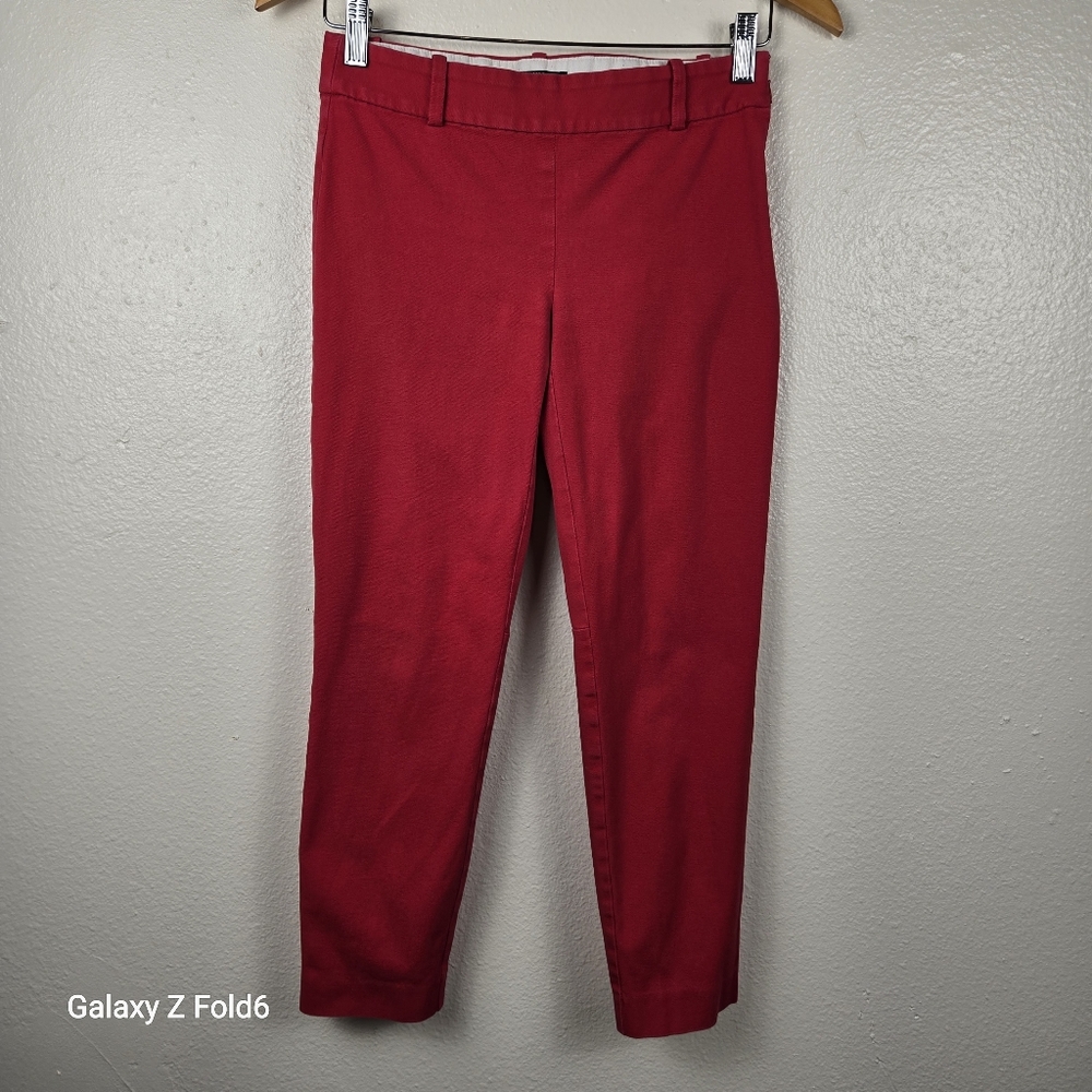 J.Crew Mercantile Red Slim Ankle Pants 0 Old Money Workwear AS SEEN ON TV Meghan